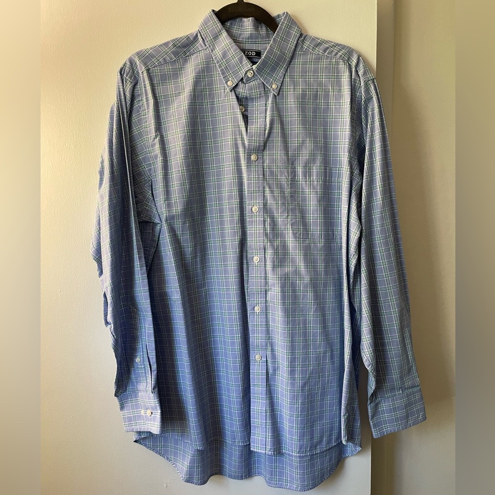 Izod Blue and Green Checkered Shirt